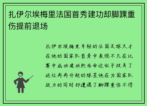 扎伊尔埃梅里法国首秀建功却脚踝重伤提前退场 扎伊尔埃梅里法国首秀建功却脚踝重伤提前退场